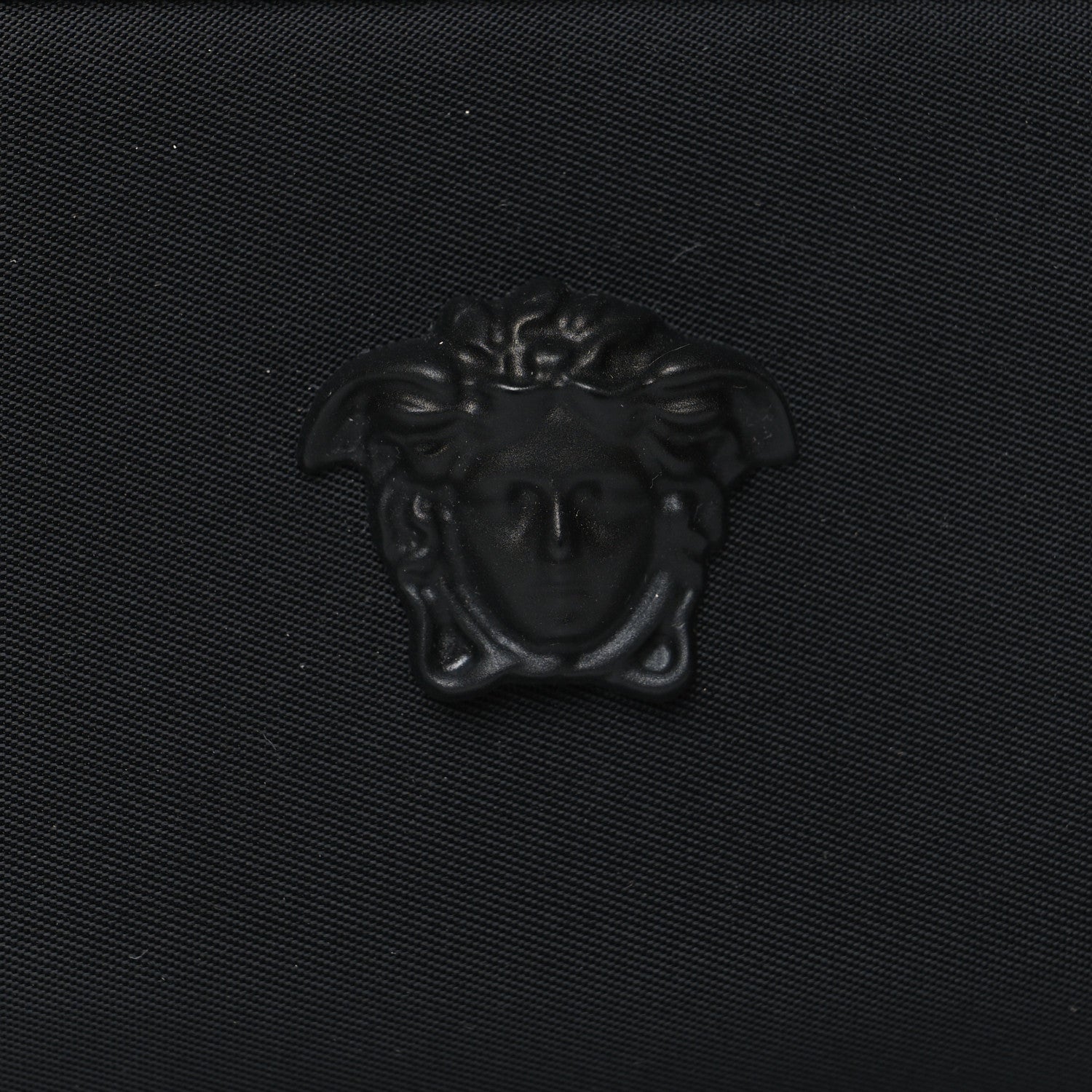 Versace Calfskin Nylon La Medusa Zip Around Lanyard Wallet Black 7 of 9
