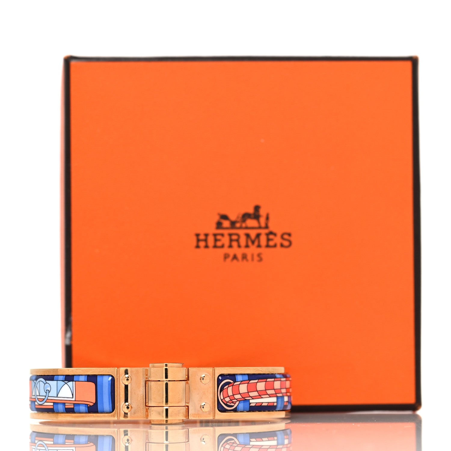 Hermes Enamel Printed Narrow Colliers De Chiens Hinged Bracelet S 7 of 7