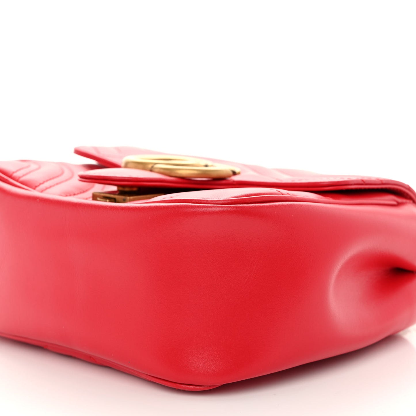 Calfskin Matelasse Mini GG Marmont Square Shoulder Bag Hibiscus Red