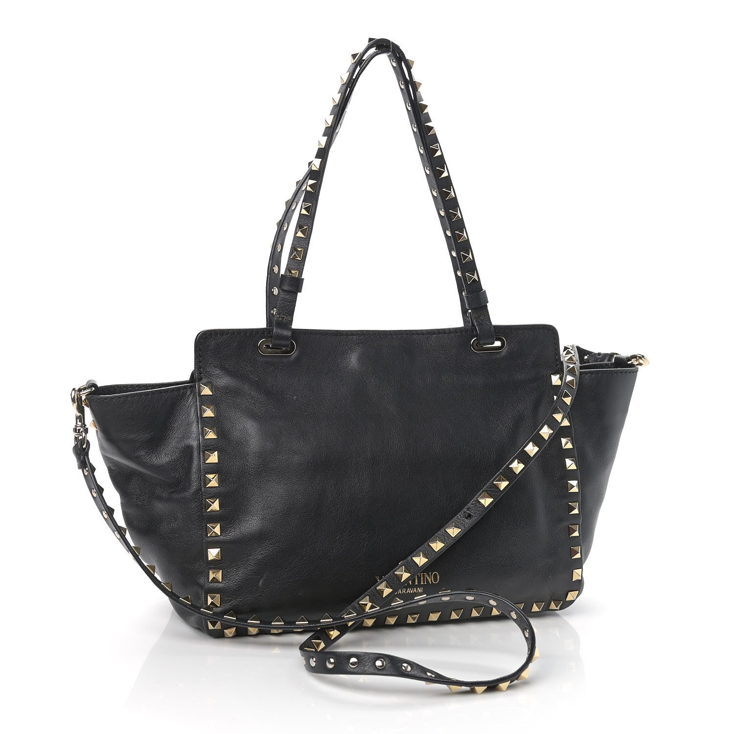 Valentino Garavani Vitello Small Rockstud Tote Black 2 of 11
