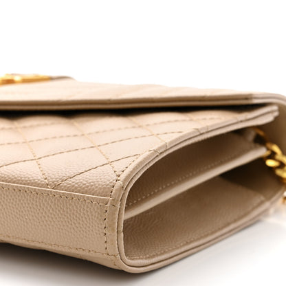 Saint Laurent Grain De Poudre Mixed Matelasse Triquilt Monogram Chain Wallet Dark Beige 9 of 9