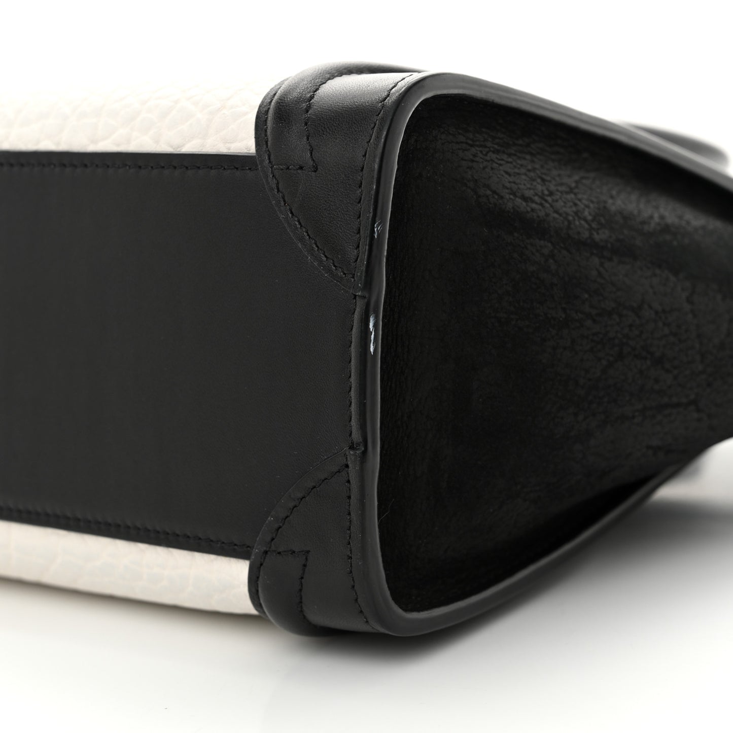 Bullhide Calfskin Nubuck Bi-Color Nano Luggage Black White