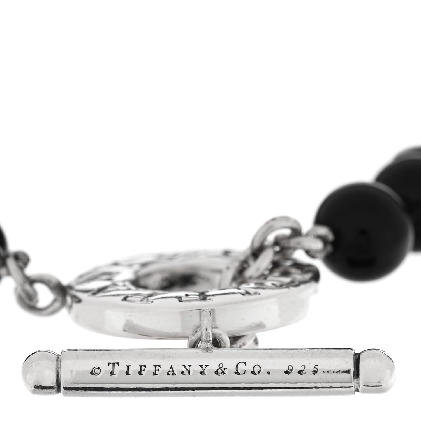 Sterling Silver Black Onyx Bead Toggle Bracelet