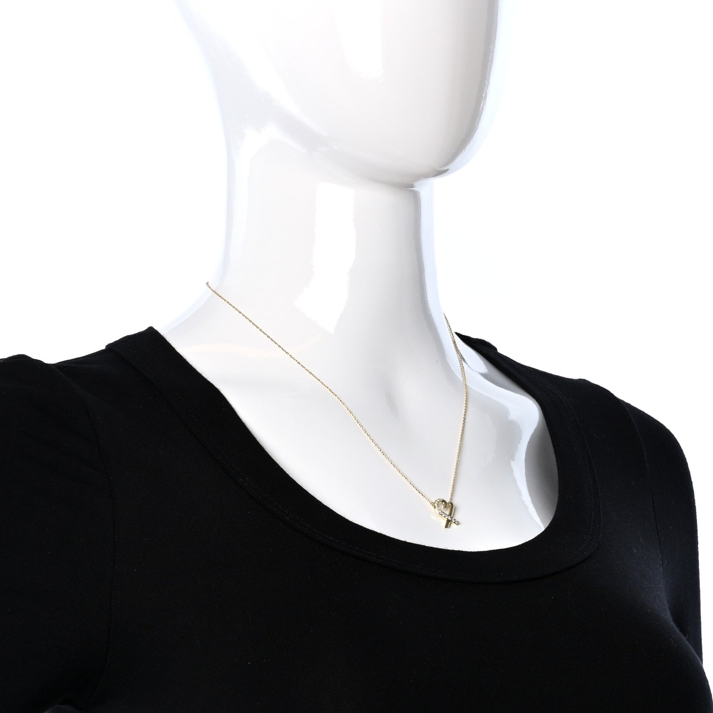 18K Yellow Gold Diamond Small Paloma Picasso Loving Heart Pendant Necklace