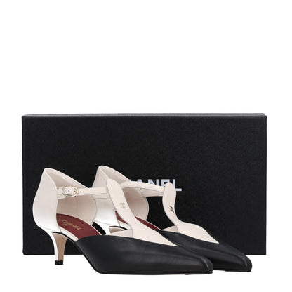 Chanel Lambskin CC Slingback Pumps 40 White Black 11 of 11