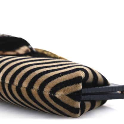 Fendi Velvet Mink Pequin Mini Frame Evening Bag Tan Black 10 of 10