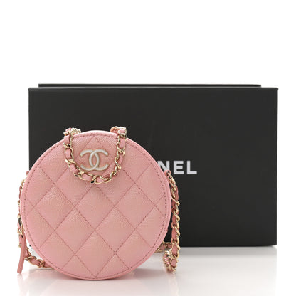 Chanel Iridescent Caviar Resin Quilted Round Clutch With Chain Pink 11 of 11