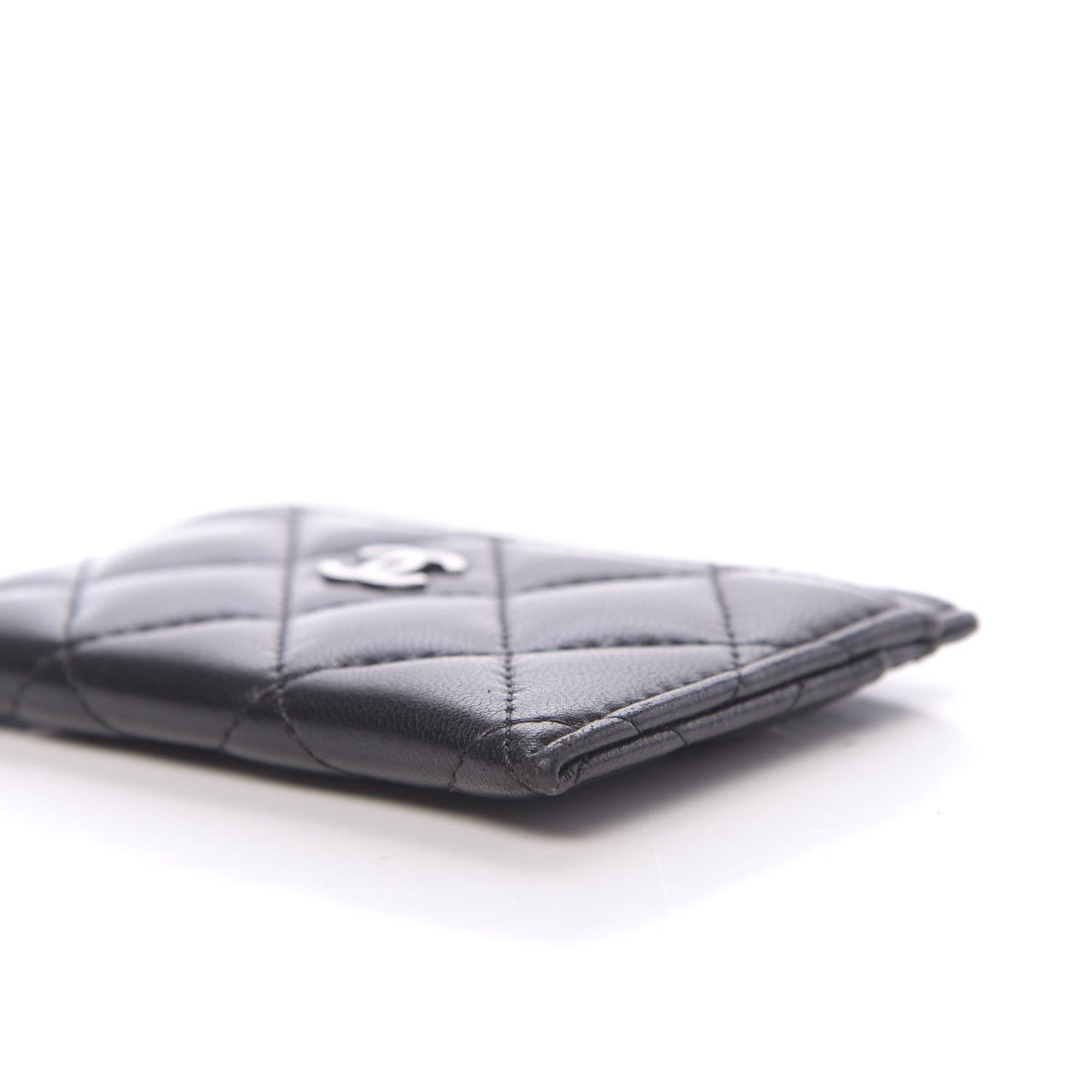 Lambskin Quilted Card Holder Black