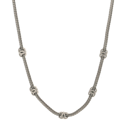 Chanel Metal CC Short Chain Necklace Silver 1 of 5