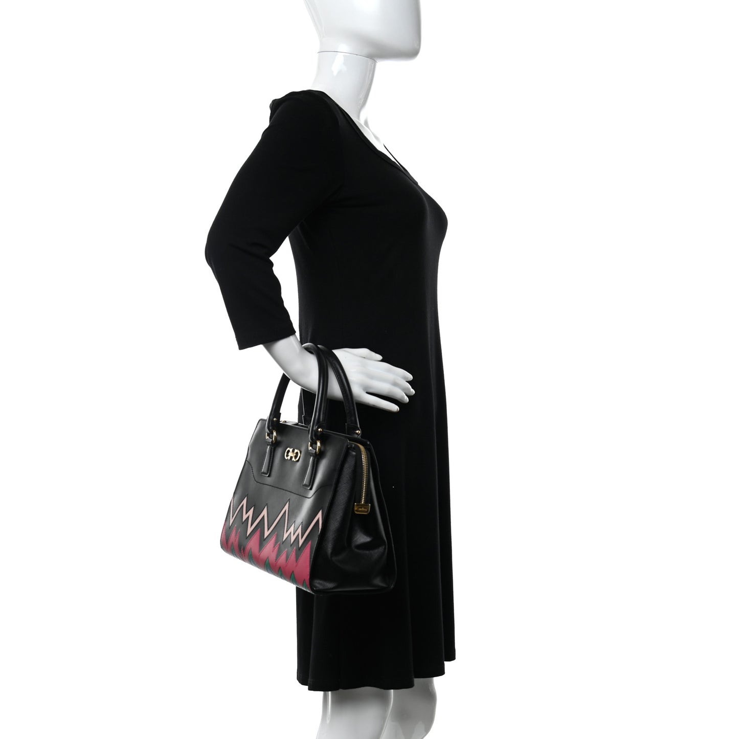 Saffiano Zig Zag Beky Tote Black Multicolor