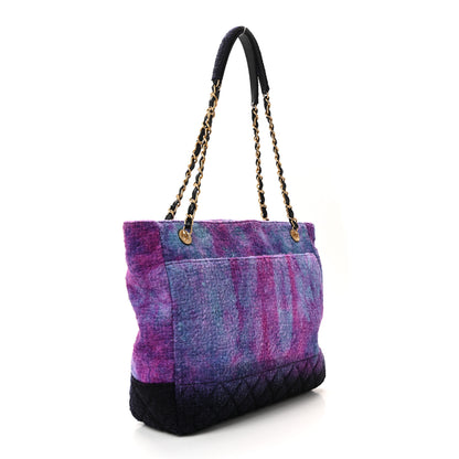 Chanel Wool Tweed CC Tote Purple Black Blue 3 of 14