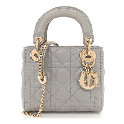 Christian Dior Metallic Lambskin Cannage Mini Lady Dior Grey 1 of 11