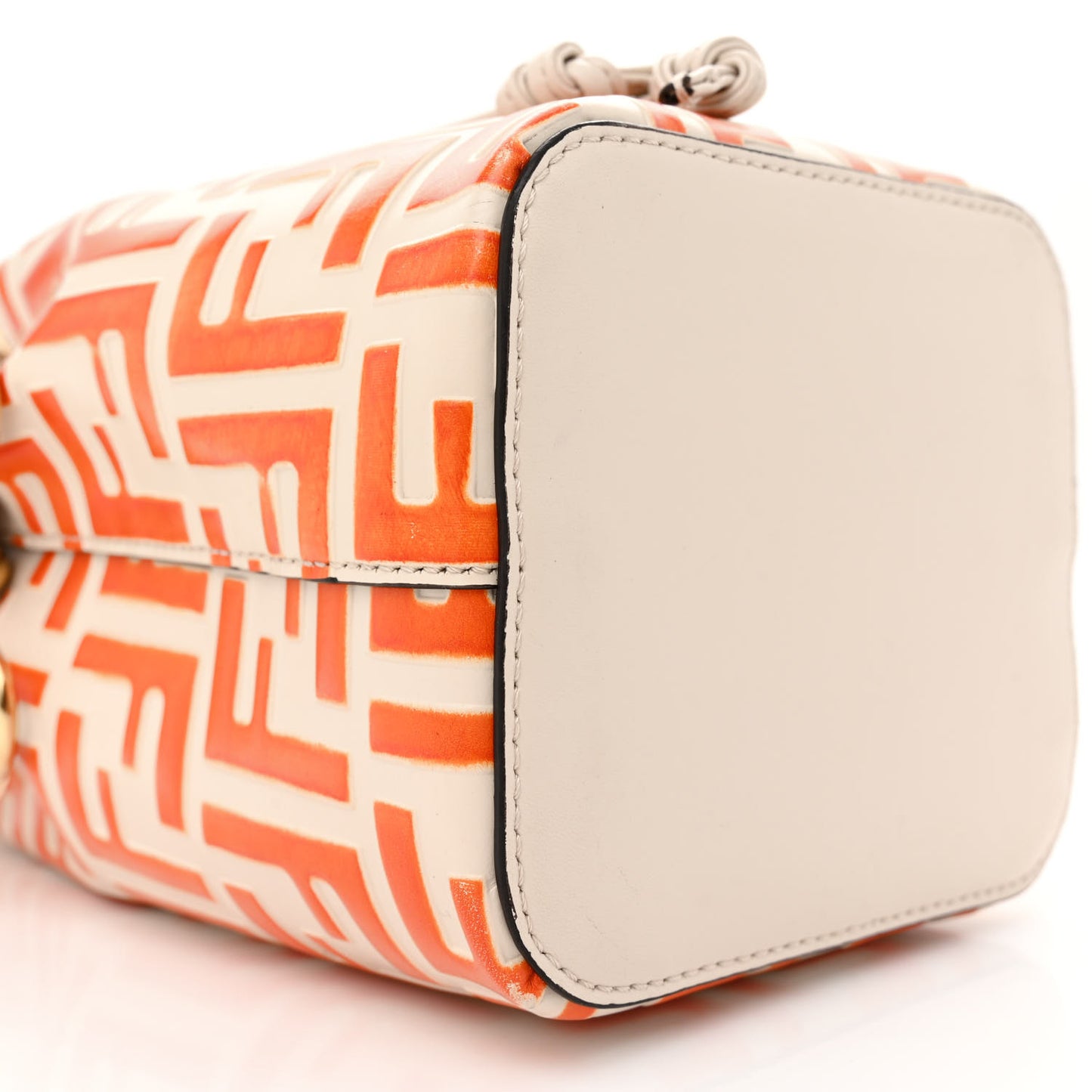 Vitello Liberty F is Fendi Bi-Color FF 1974 Embossed Mini Mon Tresor Bucket Bag Camelia Aranciata