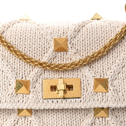 Valentino Garavani Knit Large Roman Stud Shoulder Bag Ecru 9 of 9