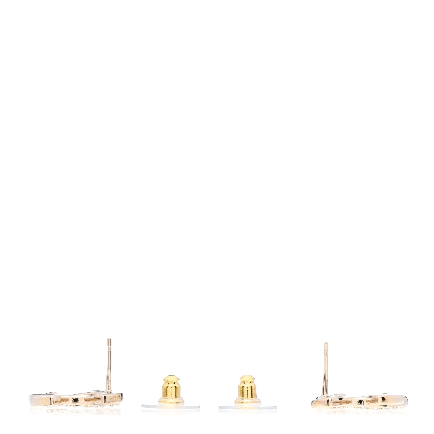 Chanel Textured Metal Crystal CC Earrings Gold 3 of 4
