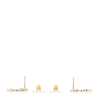 Chanel Textured Metal Crystal CC Earrings Gold 3 of 4