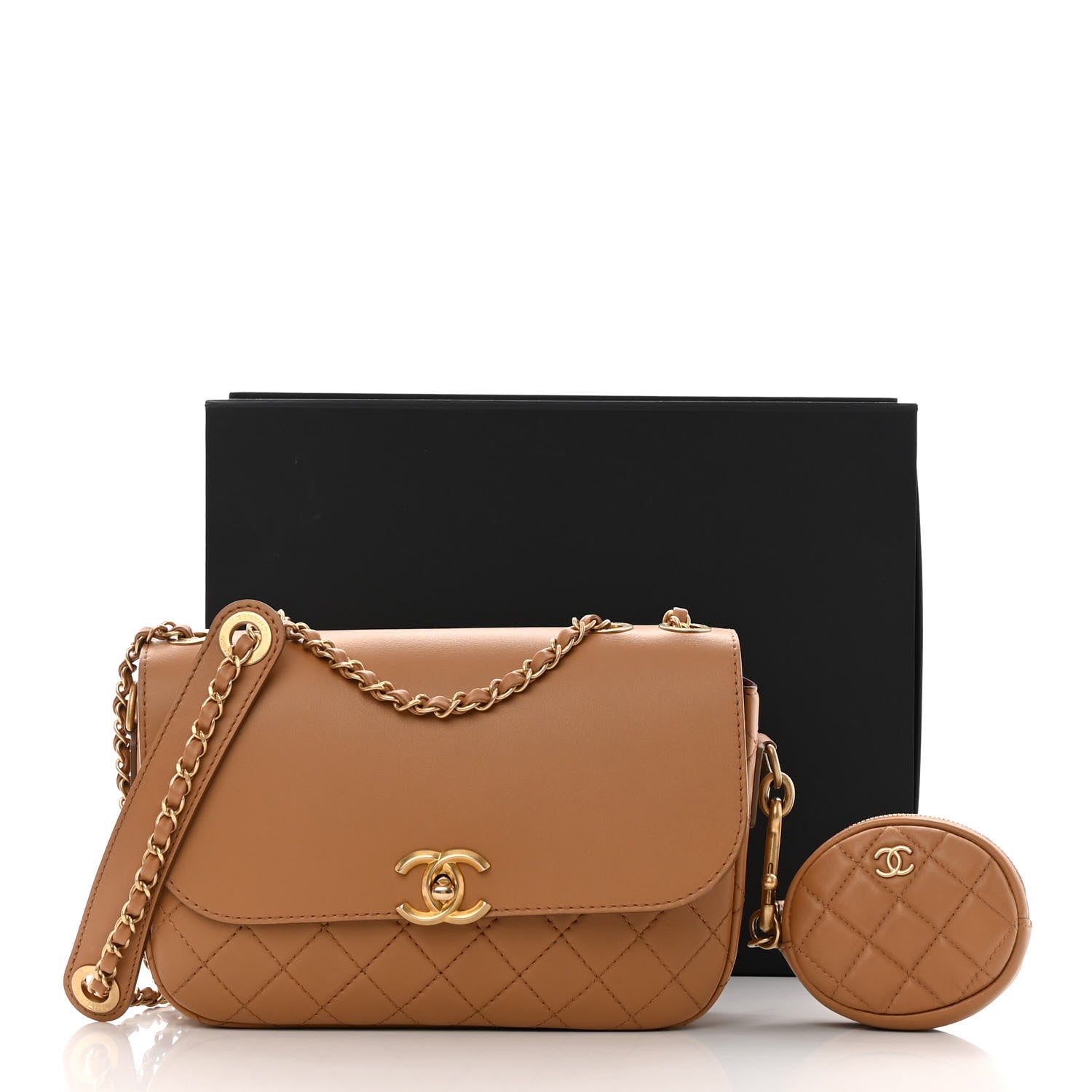 Chanel Calfskin Quilted Multi Pouching Flap And Coin Purse Beige 18 of 18