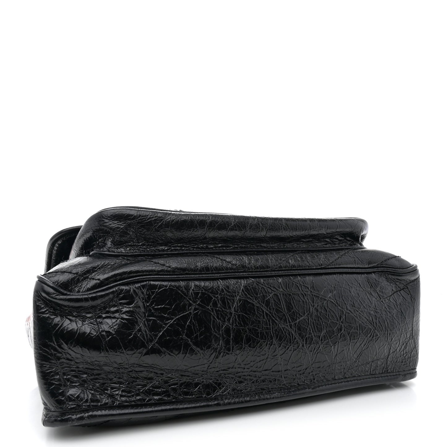 Crinkled Calfskin Matelasse Monogram Large Niki Chain Satchel Black
