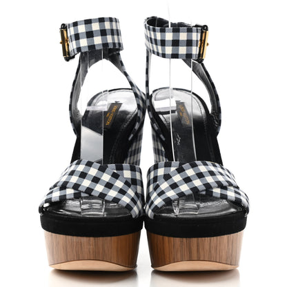 Louis Vuitton Gingham Platform Sandal 40 Black White 2 of 11