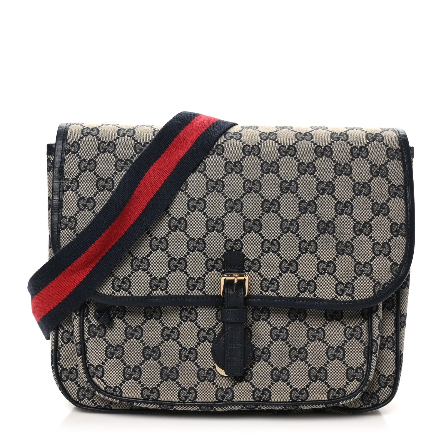 Gucci Monogram Web Childrens Messenger Bag Beige Navy 1 of 10