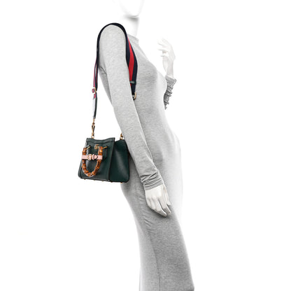 Gucci Textured Dollar Calfskin Mini Diana Tote Bag Vintage Green Pink 2 of 15
