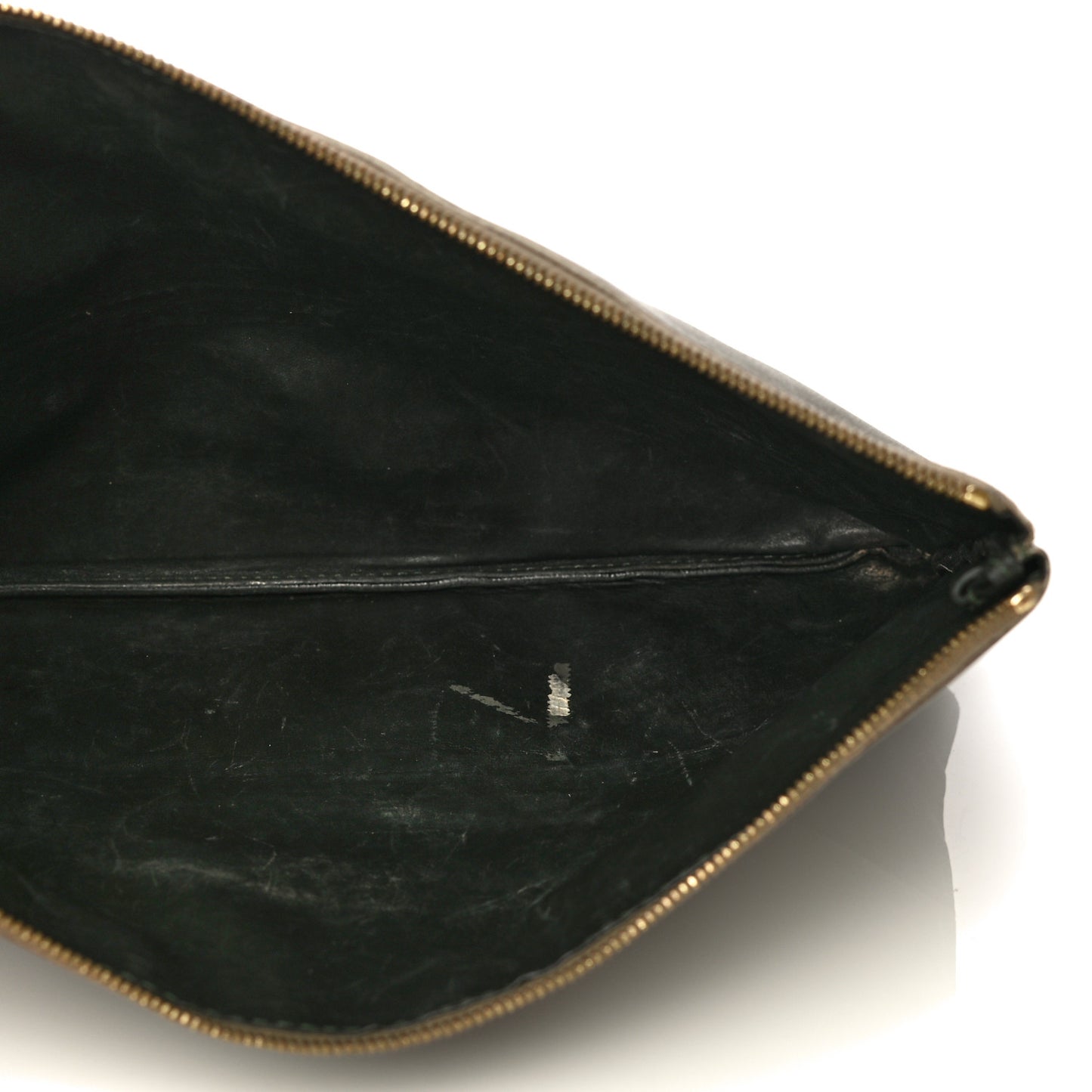 Smooth Lambskin Bi-Color Solo Clutch Pouch Army Green