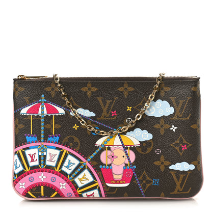 Louis Vuitton Monogram 2020 Christmas Animation Big Wheel Double Zip Pochette Rose Ballerine 1 of 9
