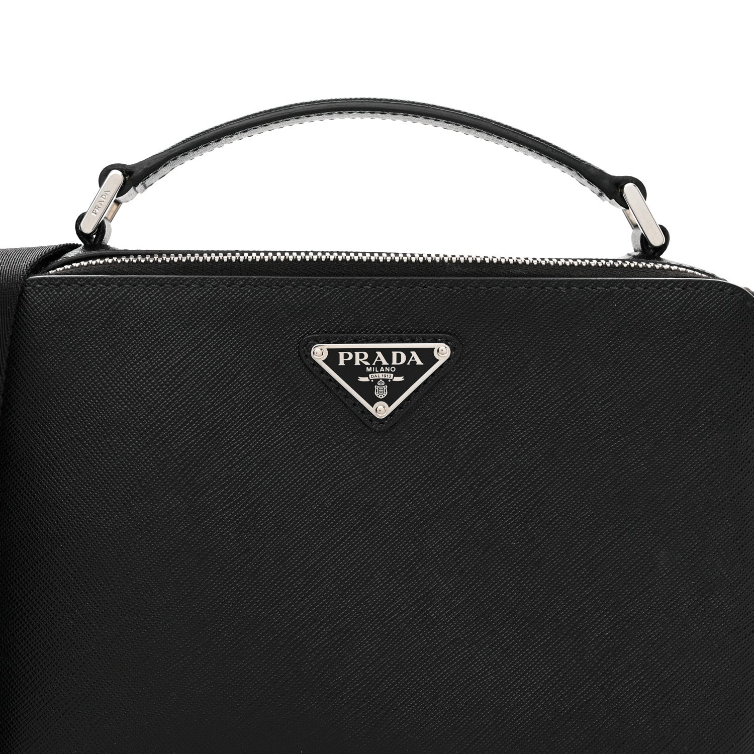 Prada Saffiano Travel Medium Brique Crossbody Bag Black 9 of 12