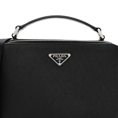 Prada Saffiano Travel Medium Brique Crossbody Bag Black 9 of 12