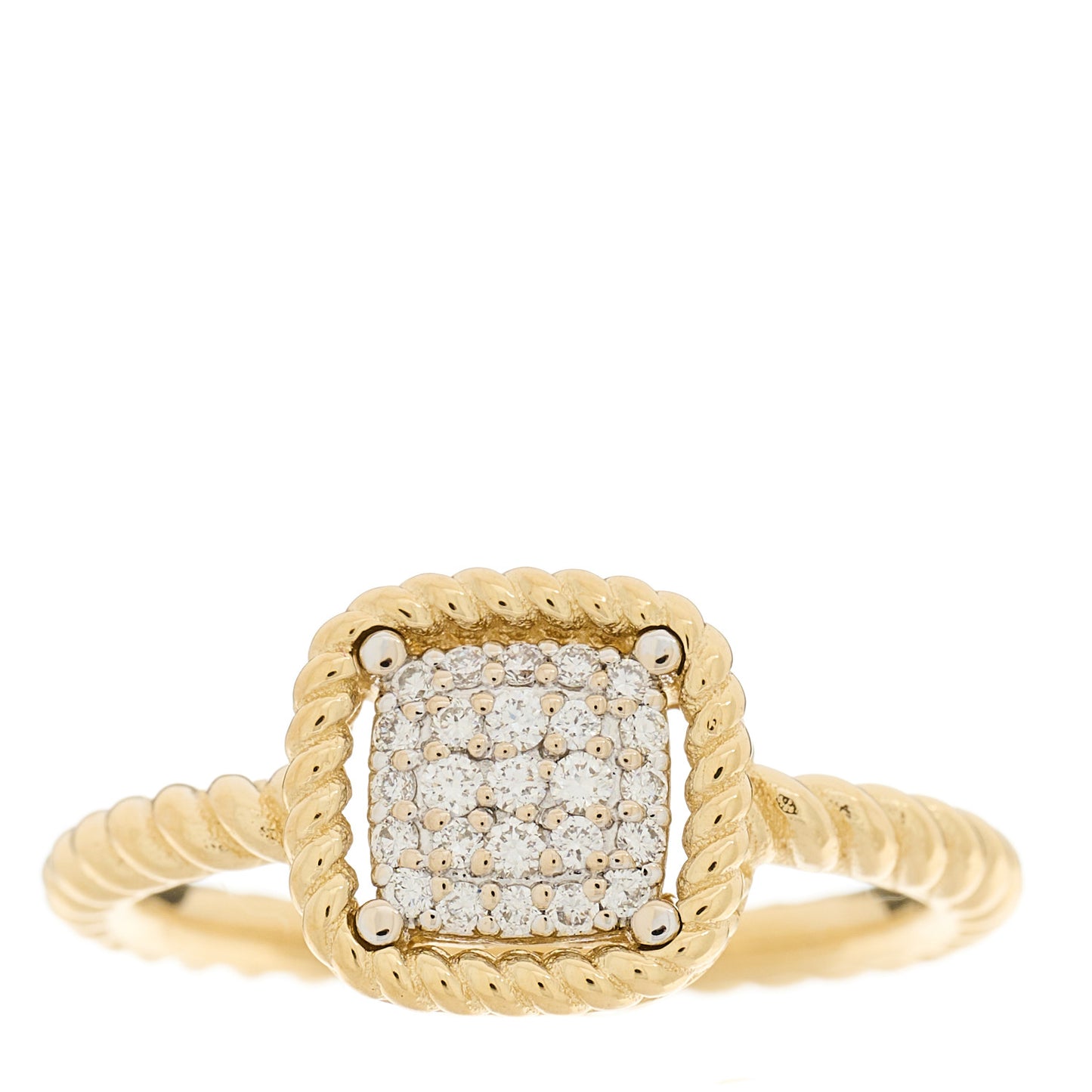 18K Yellow Gold Diamond New Barocco Square Ring 54 6.75