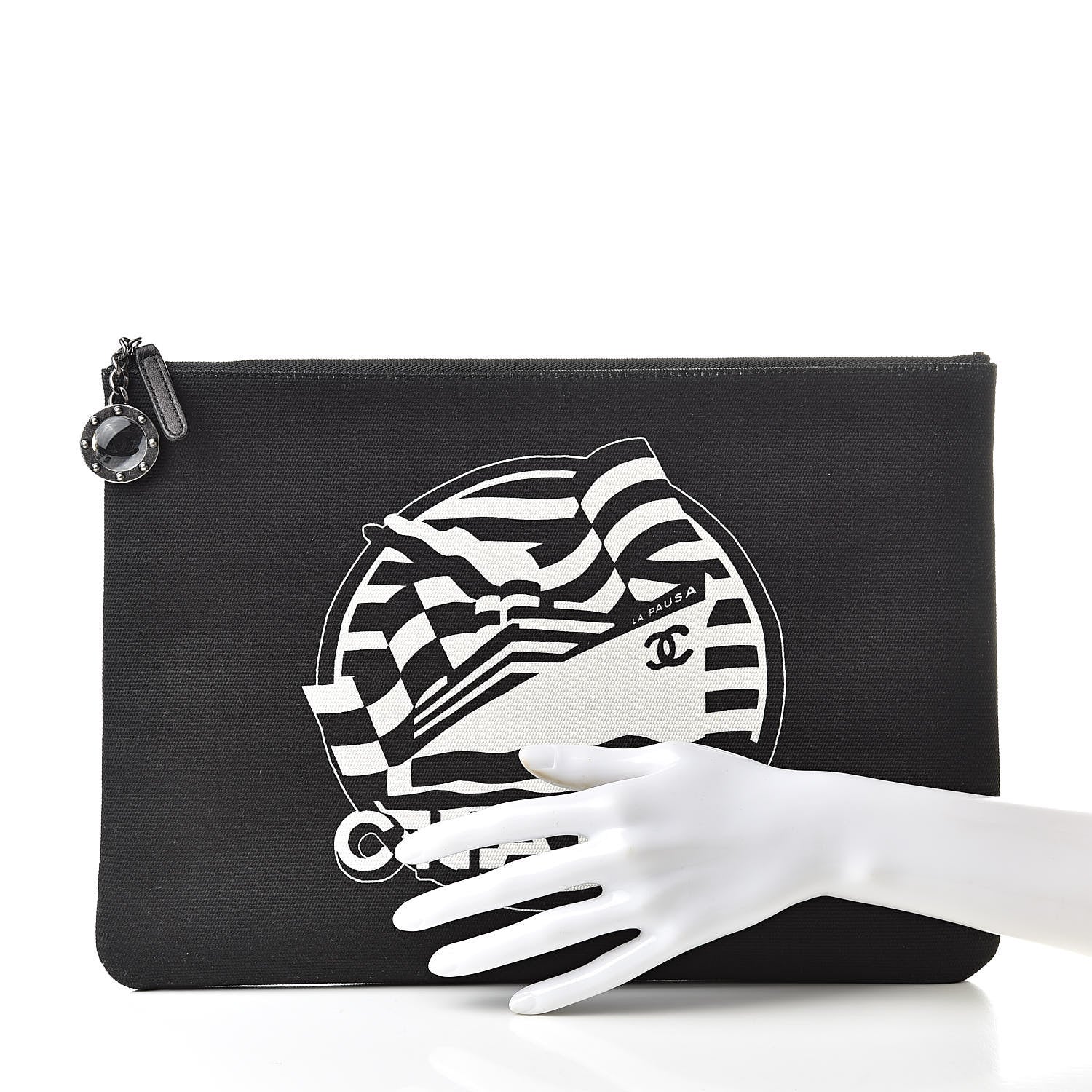 Chanel Canvas La Pausa Large Cosmetic Case Black 2 of 8