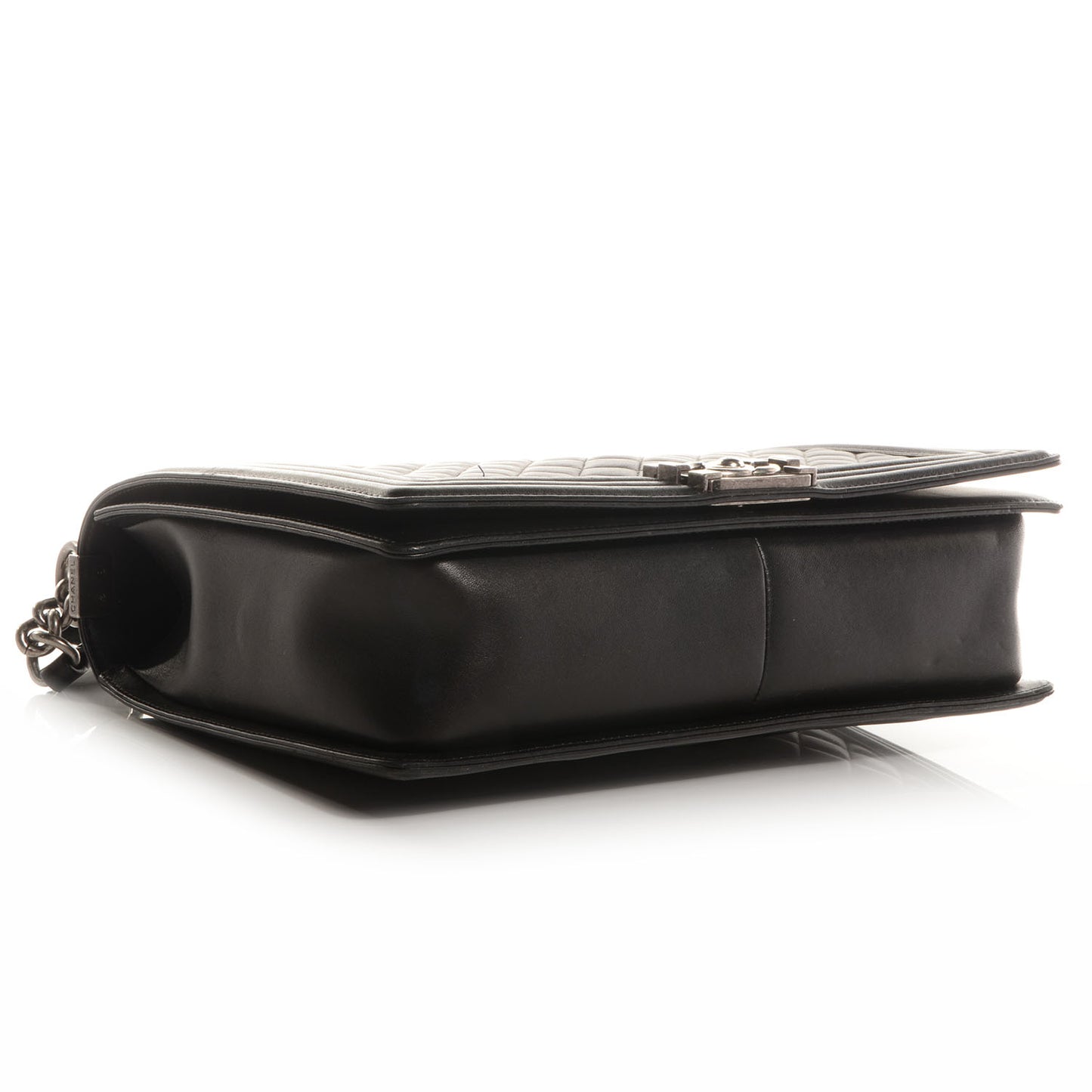 Lambskin Quilted Large Boy Flap Black