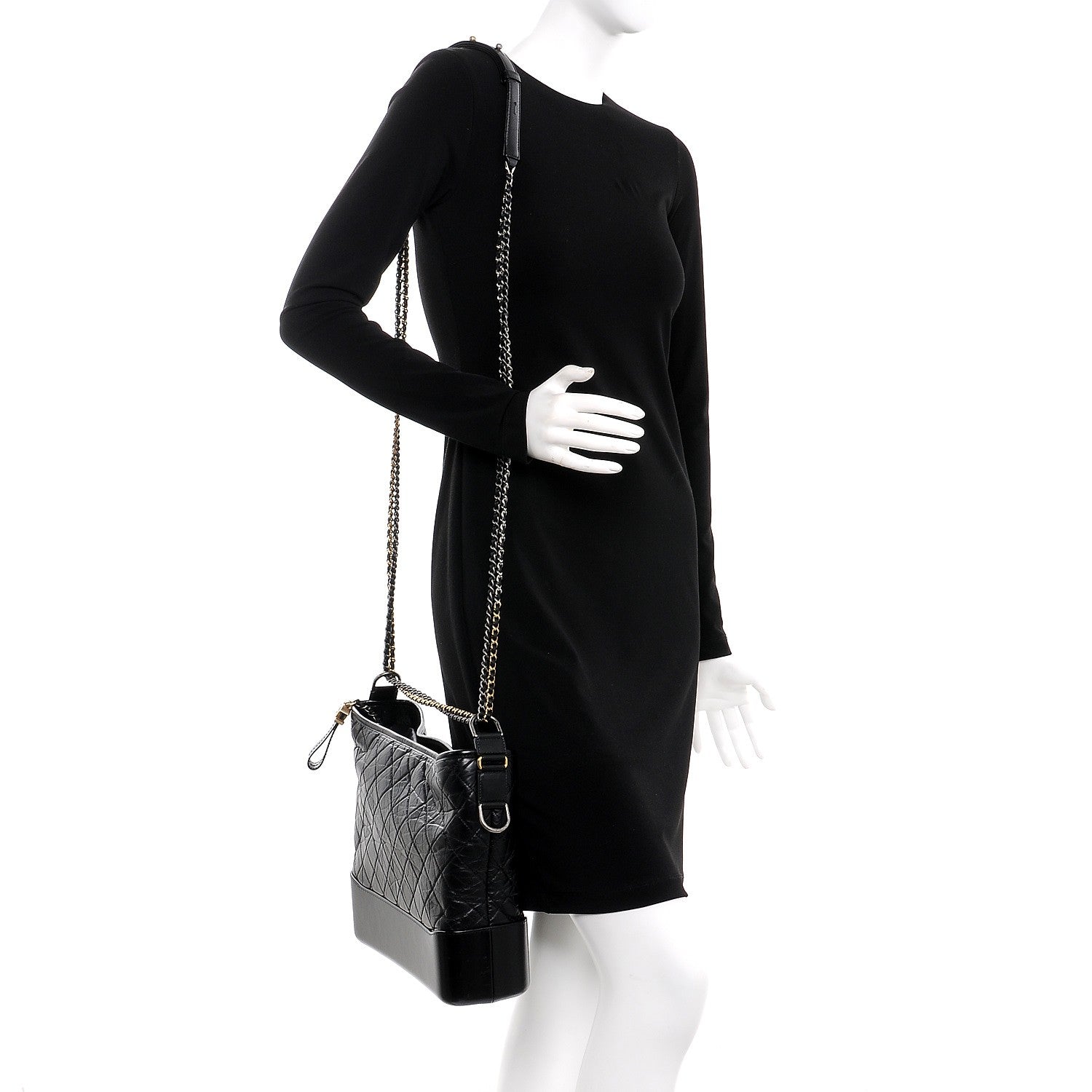 Chanel Aged Calfskin Quilted Large Gabrielle Hobo Black 2 of 12