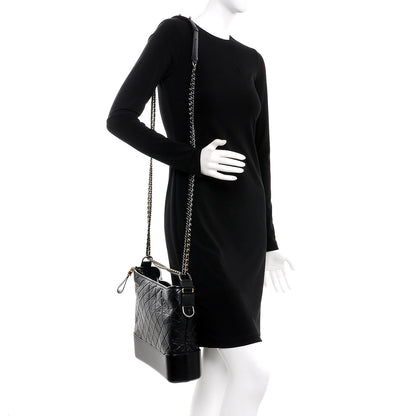 Chanel Aged Calfskin Quilted Large Gabrielle Hobo Black 2 of 12