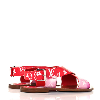 Louis Vuitton Monogram Escale Palma Flat Sandals 37.5 Rouge 4 of 7
