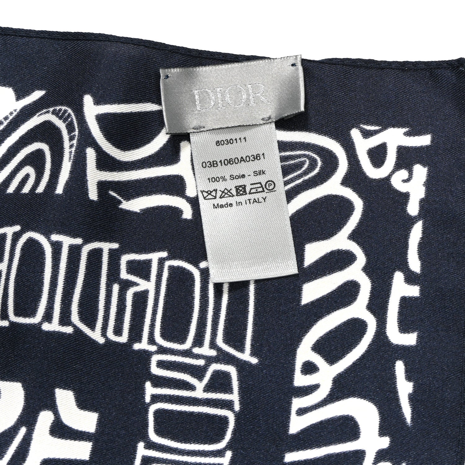 Christian Dior X SHAWN STUSSY Silk Printed Square Scarf Blue White 3 of 3