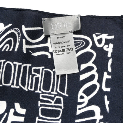 Christian Dior X SHAWN STUSSY Silk Printed Square Scarf Blue White 3 of 3