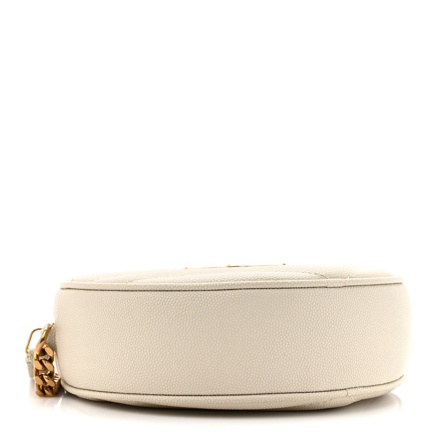 Saint Laurent Grain De Poudre Matelasse Chevron Quilted Round Vinyle Camera Bag Crema Soft 4 of 11