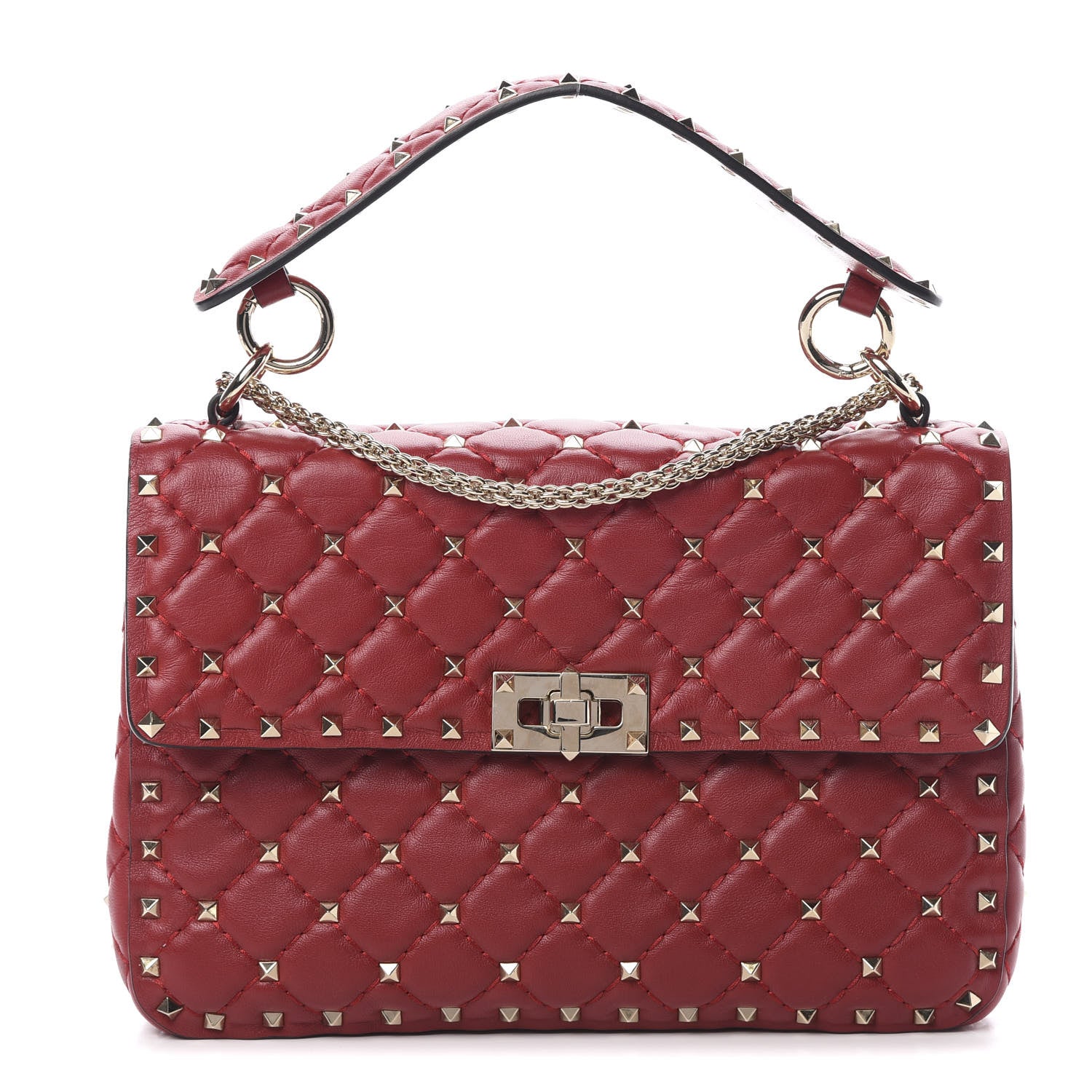 Valentino Garavani Nappa Medium Rockstud Spike Shoulder Bag Rosso Valentino 1 of 12