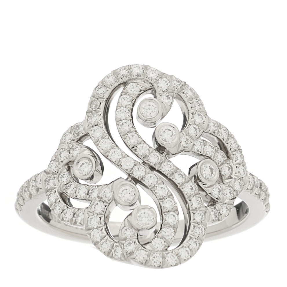 Tiffany Platinum Diamond Enchant Double Heart Ring 52 6 1 of 5