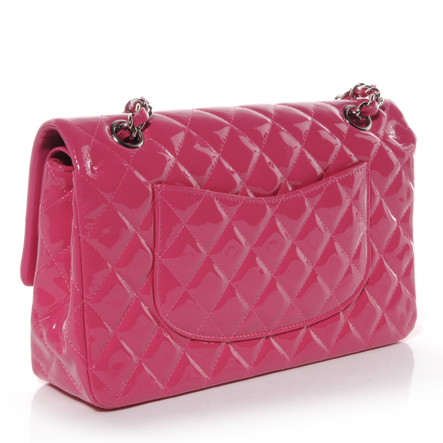 Patent Quilted Medium Double Flap Pink