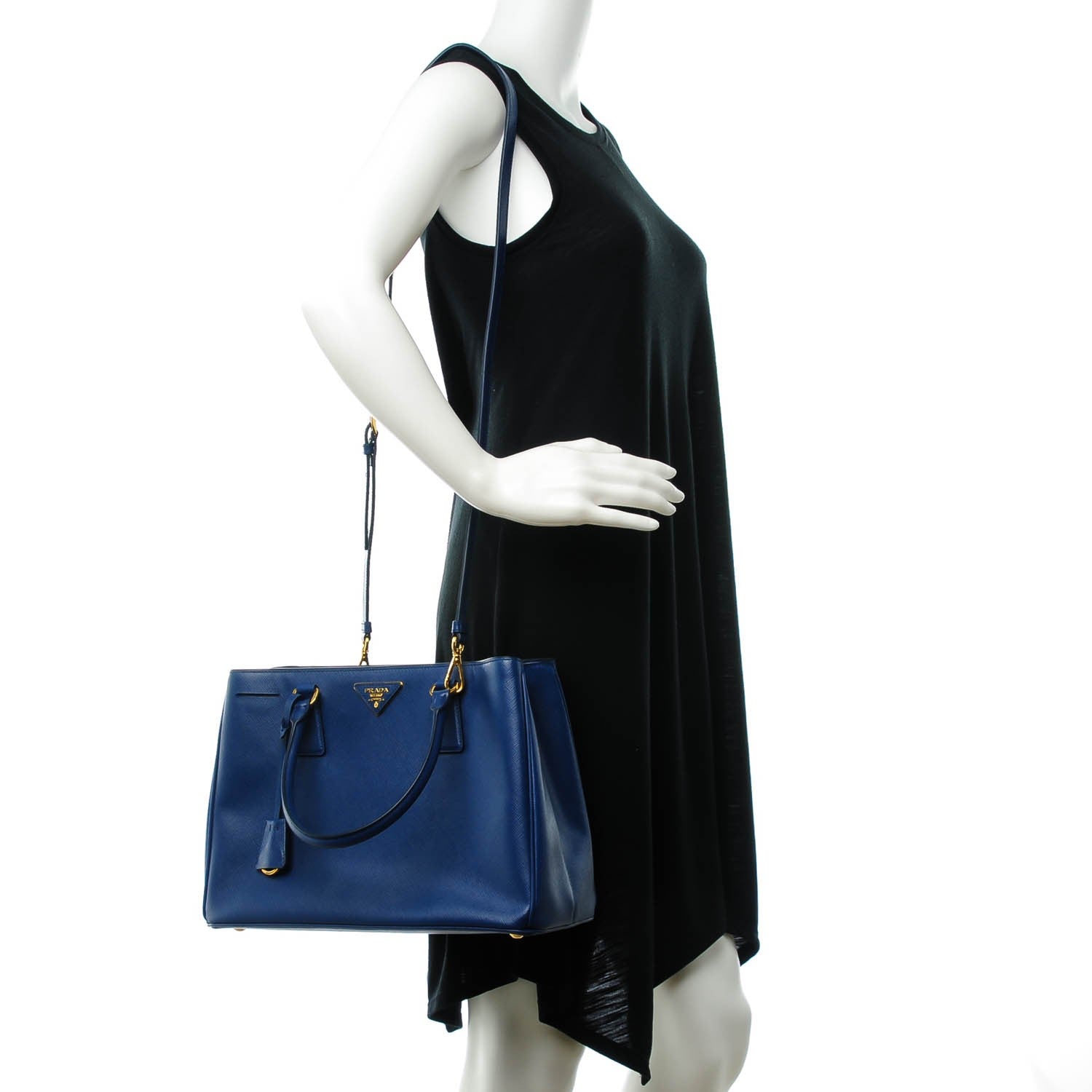 Prada Saffiano Lux Medium Tote Cobalto 2 of 9