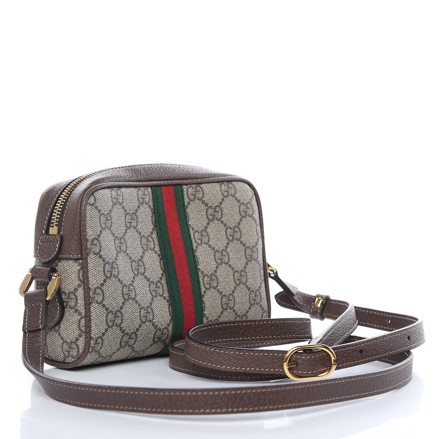 GG Supreme Monogram Web Mini Ophidia Shoulder Bag Brown