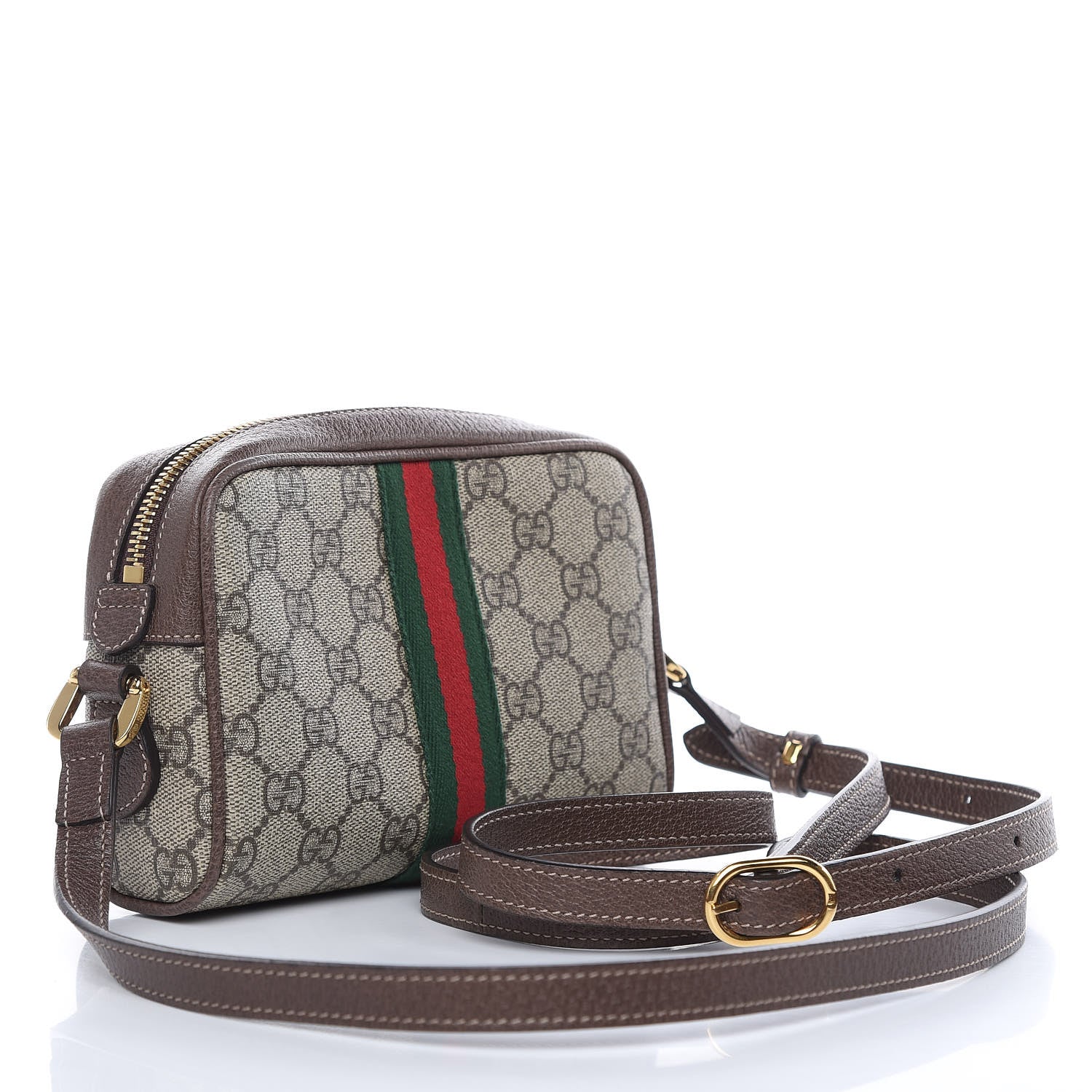 Gucci GG Supreme Monogram Web Mini Ophidia Shoulder Bag Brown 3 of 11