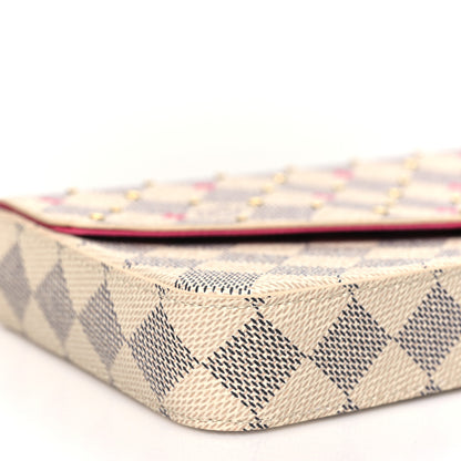 Louis Vuitton Damier Azur Studded Pochette Felicie Chain Wallet Fuchsia 8 of 9