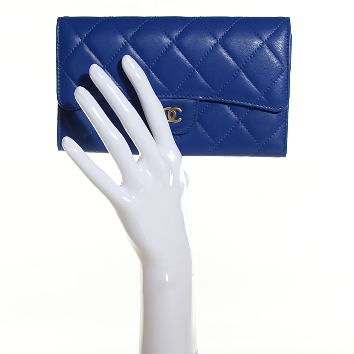 Chanel Lambskin Quilted Large Flap Wallet Royal Blue 2 of 8