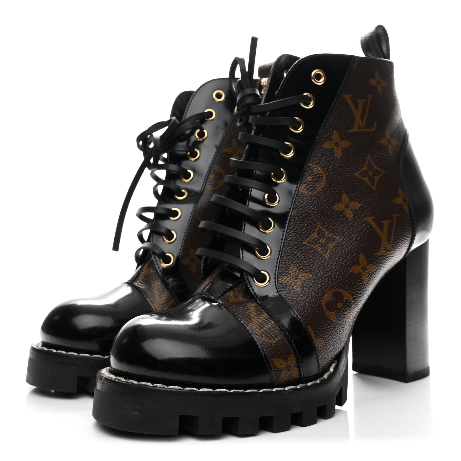 Louis Vuitton Patent Calfskin Monogram Star Trail Ankle Boots 39 Black 4 of 10