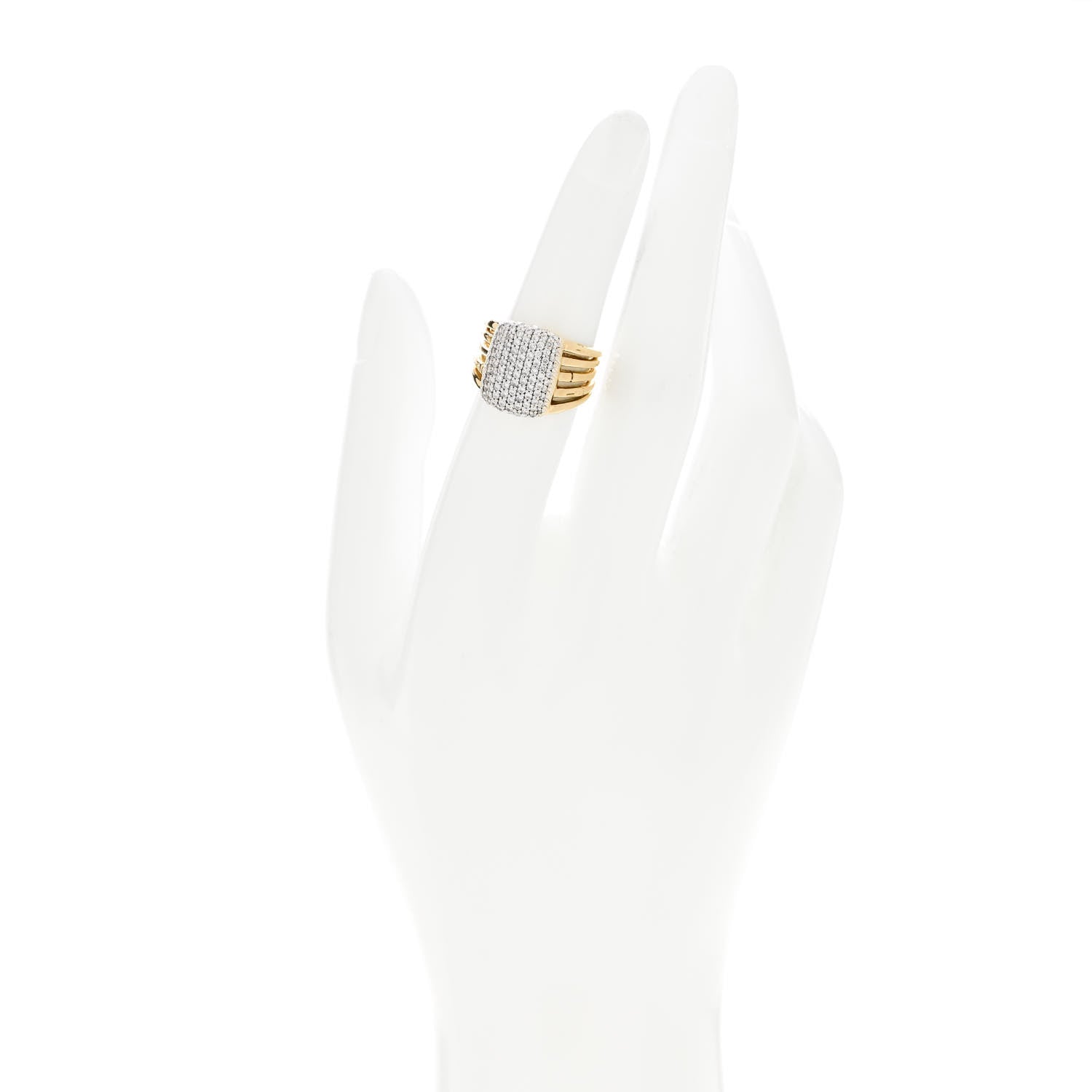 John Hardy 18K Yellow Gold Diamond Bamboo Five-Row Ring 51 5.75 2 of 6