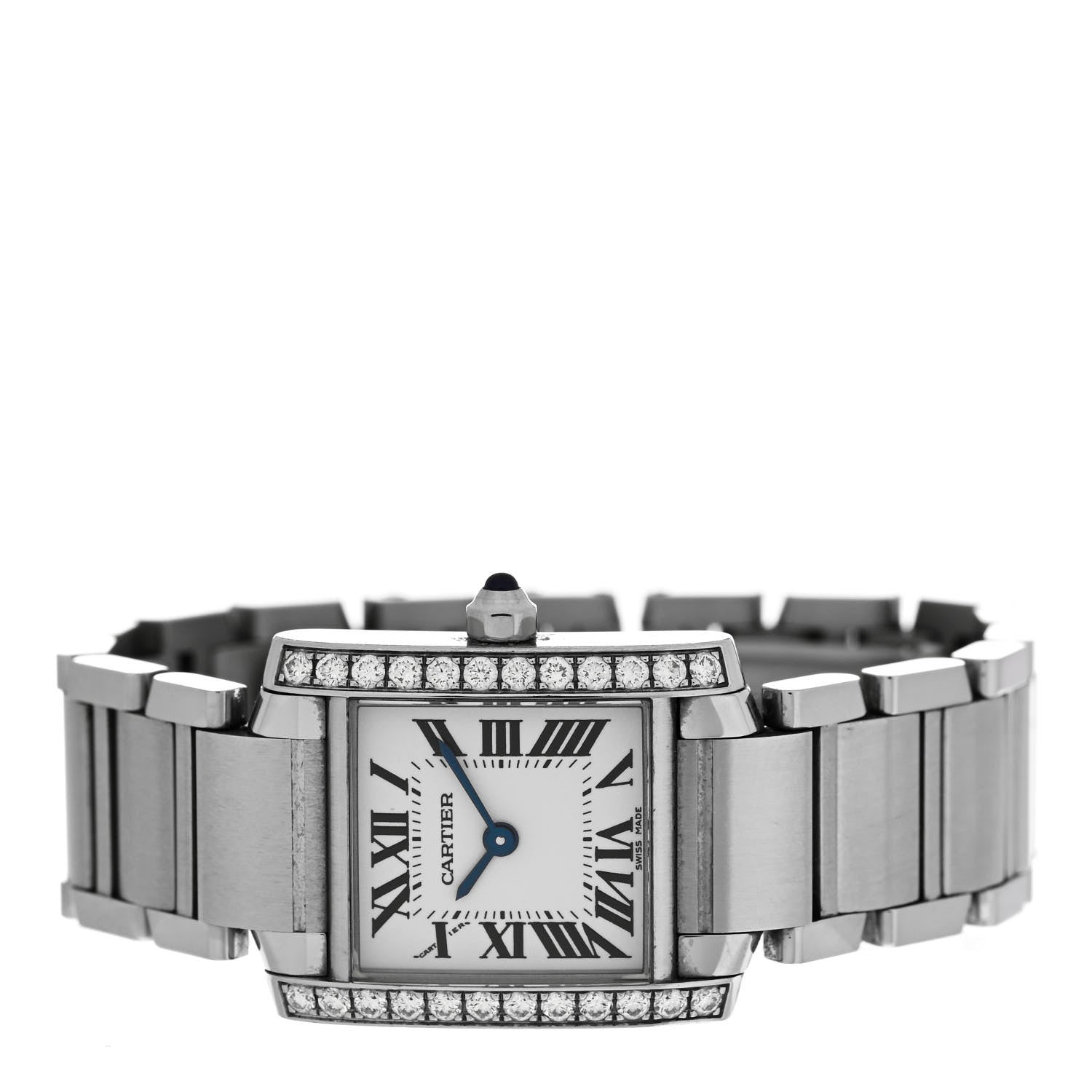 Cartier Stainless Steel Diamond Bezel 20mm Tank Francaise Quartz Watch 2 of 5