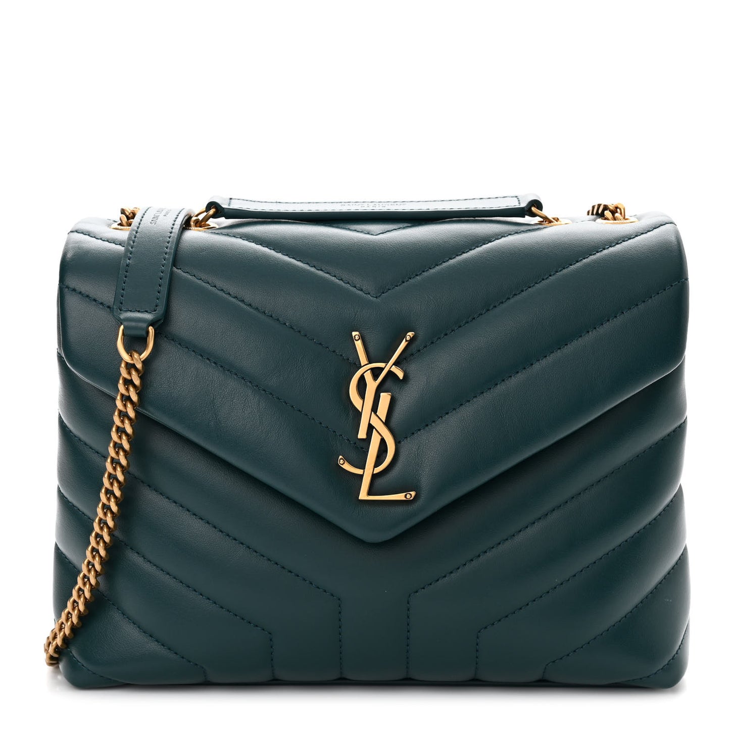 Calfskin Y Quilted Monogram Small Loulou Chain Satchel Sea Turquoise